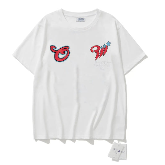 Off White | Retro Anime Graphic Tee | Red, White, or Two-Tone Off-White