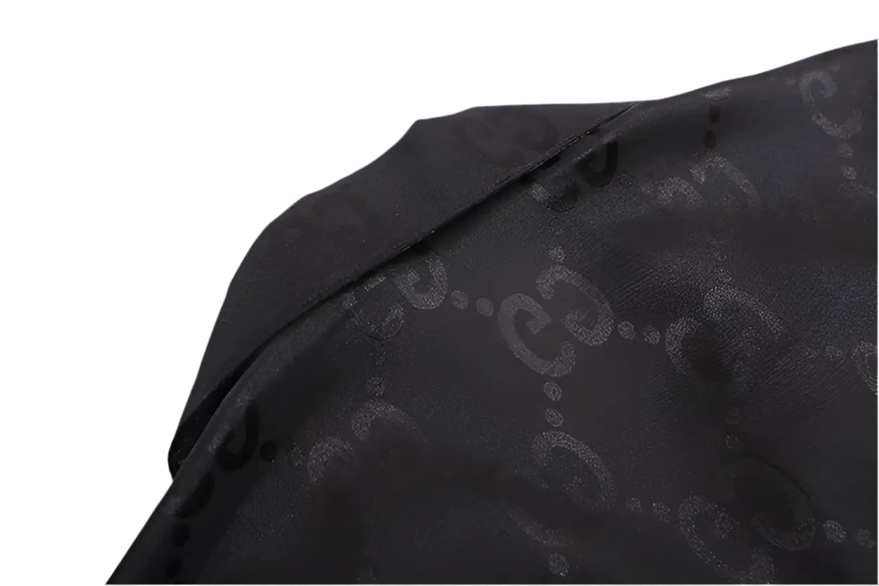 Gucci | Monogram Silk Button-Up Shirt | Black GG Pattern | Short Sleeve Gucci