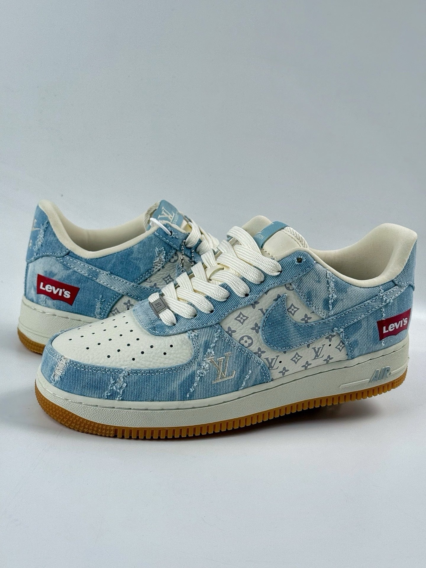 Custom Louis Vuitton x Levi’s x Nike Air Force 1 | Light Wash Denim