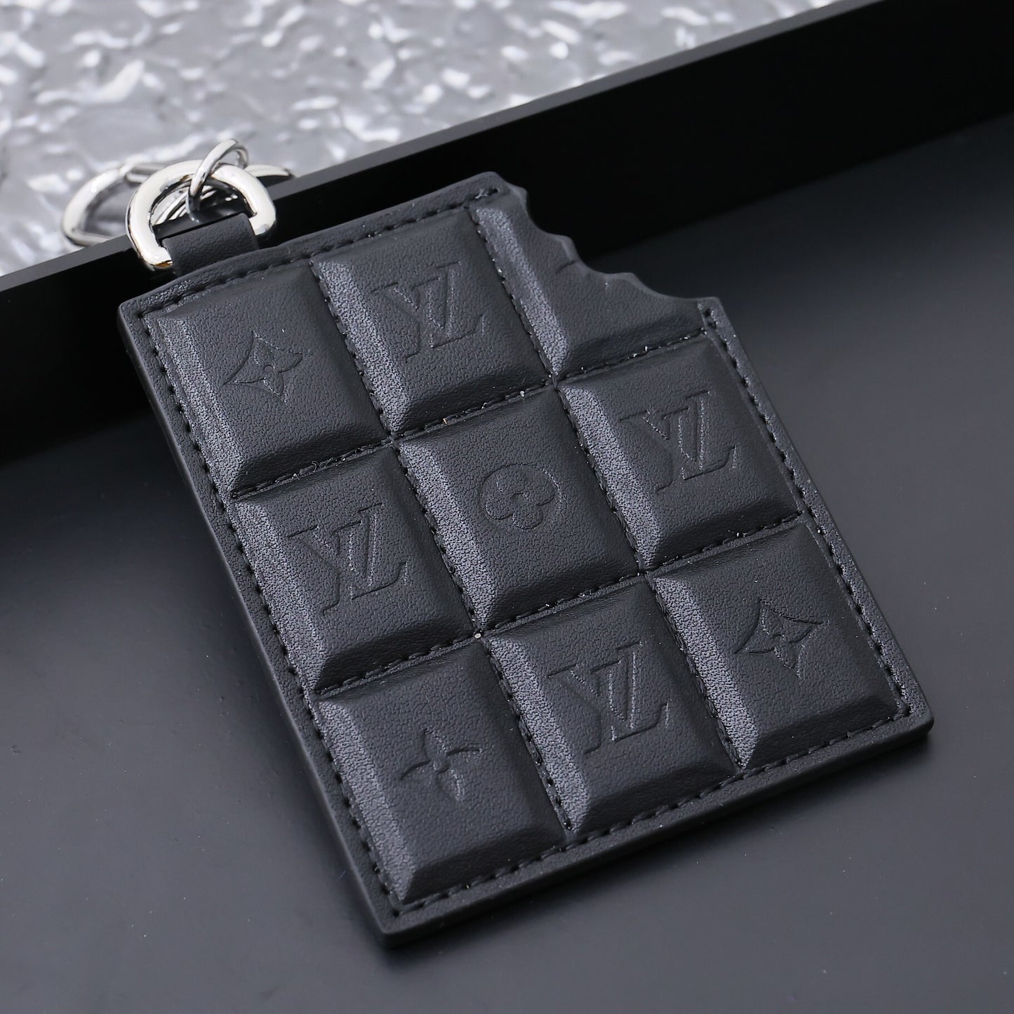 Luxury Inspired Chocolate Bar Bag Charm Key Holder | Black
