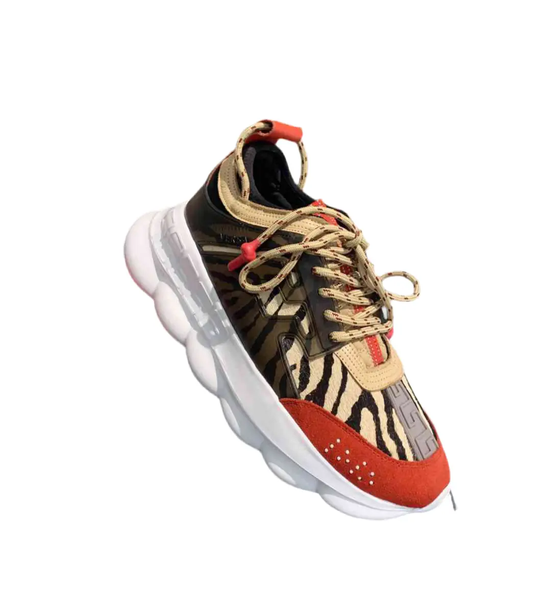 Versace Chain Reaction Sneakers | Baroque Print | White, Black, or Animal Style Versache