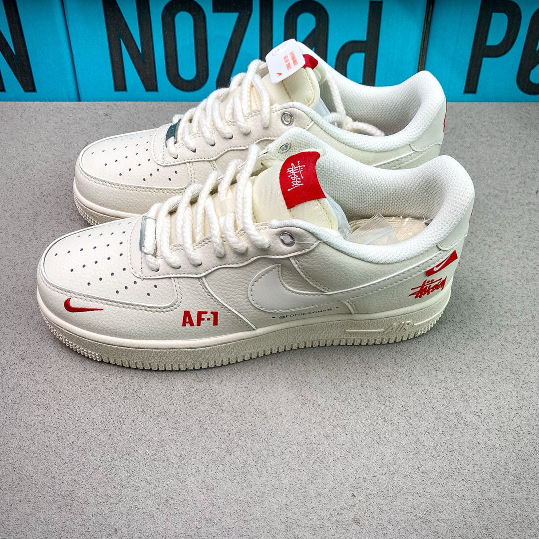 Custom Nike Air Force 1 x Stüssy | White & Red “AF-1” Edition