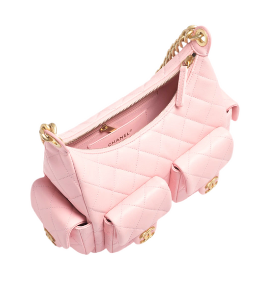 Chanel | Large Hobo Bag in Light Pink  with Gold-Tone Chain
