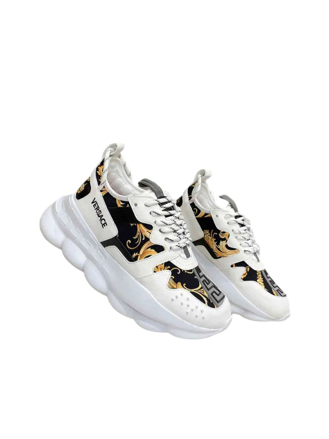 Versace Chain Reaction Sneakers | Baroque Print | White, Black, or Animal Style Versache
