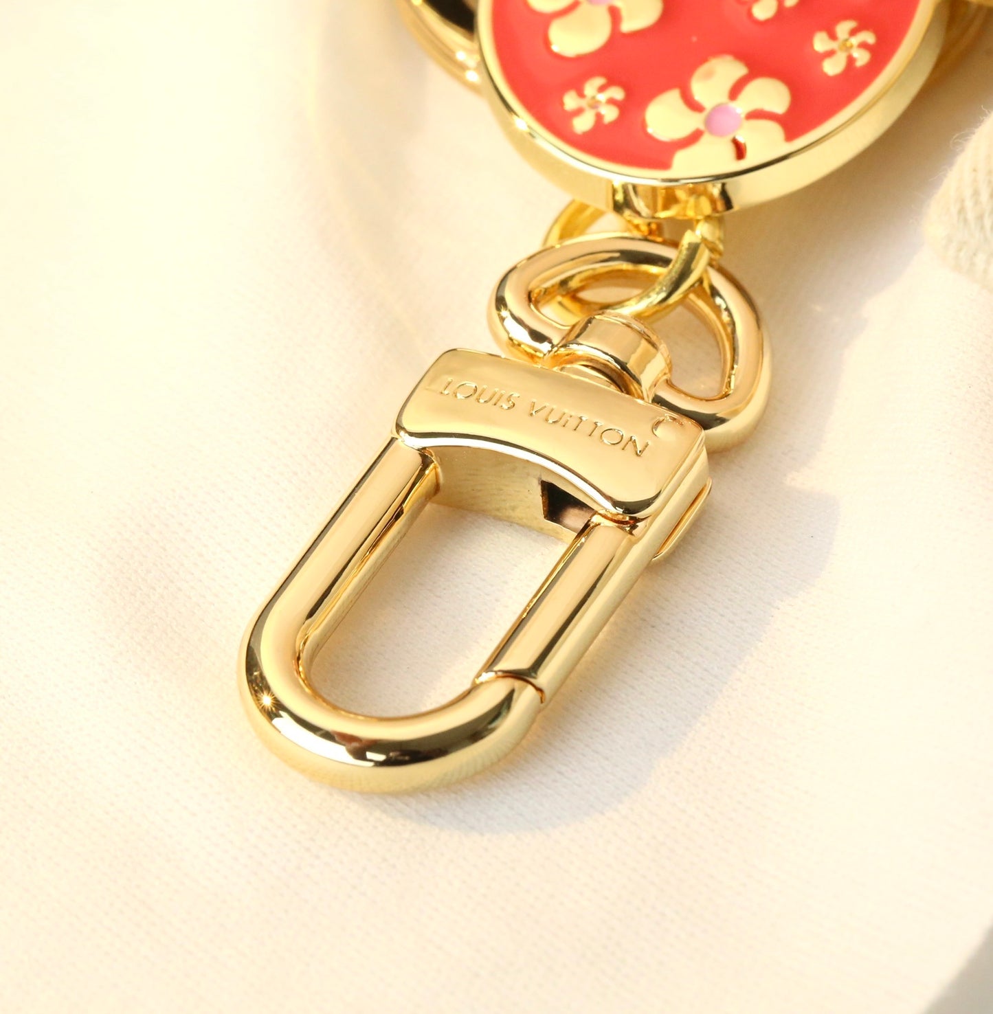 Luxury Inspired Vivienne Bag Charm Key Holder | Red & Gold