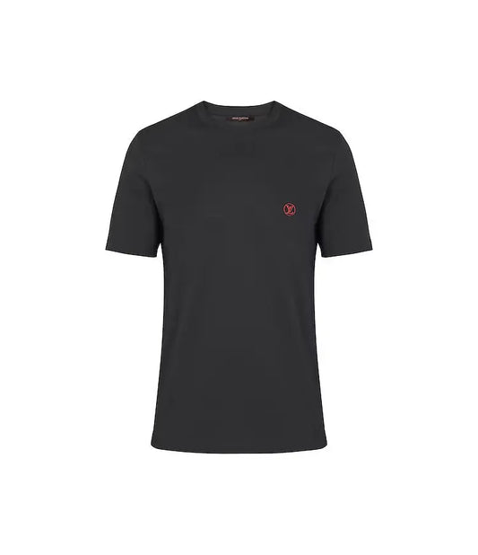 Louis Vuitton | Black Tee with Red LV Embroidery Unisex Louis Vuitton