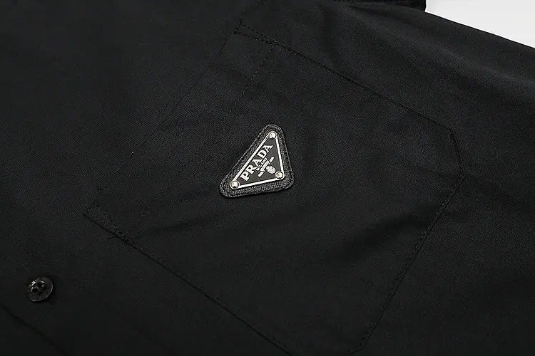 Prada | Classic Logo Poplin Shirt | Black or White | Long Sleeve Button-Up Prada