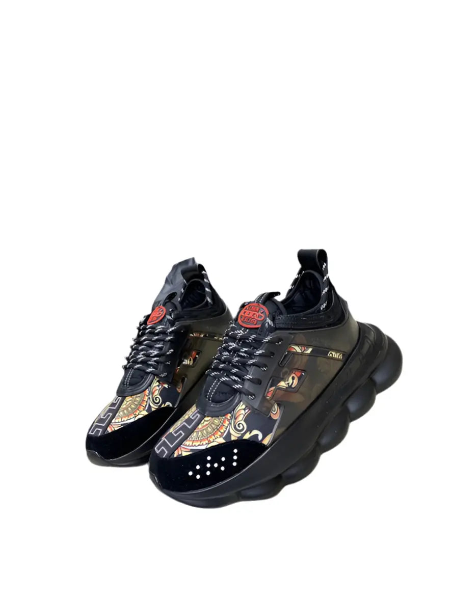 Versace Chain Reaction Sneakers | Baroque Print | White, Black, or Animal Style Versache