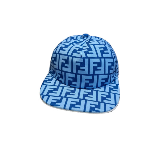 Fendi | Blue FF Monogram Canvas Baseball Cap | Adjustable Strap - Dark or Light Blue