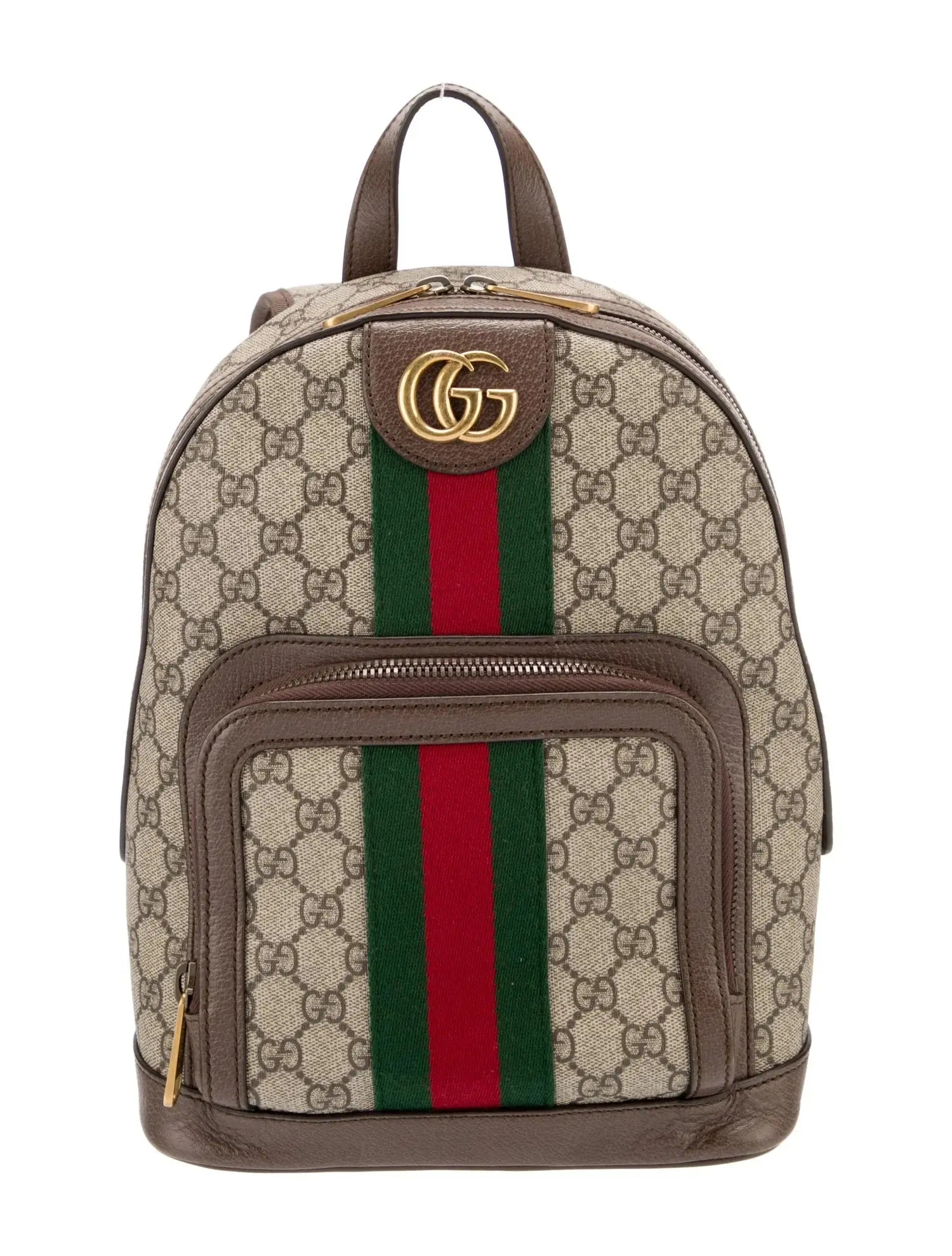 Gucci | GG Canvas Backpack with Web Stripe & Leather Trim Gucci
