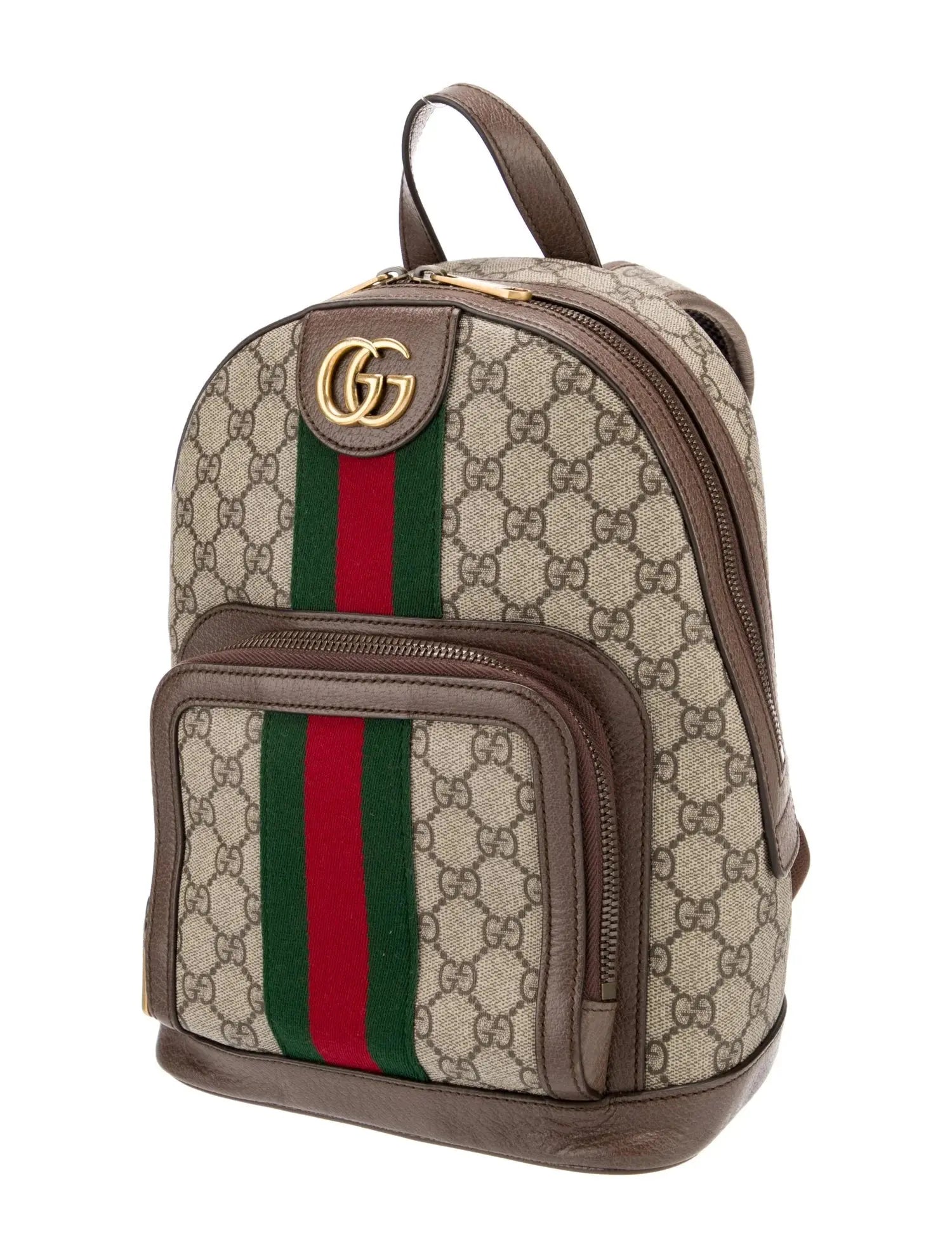 Gucci | GG Canvas Backpack with Web Stripe & Leather Trim Gucci