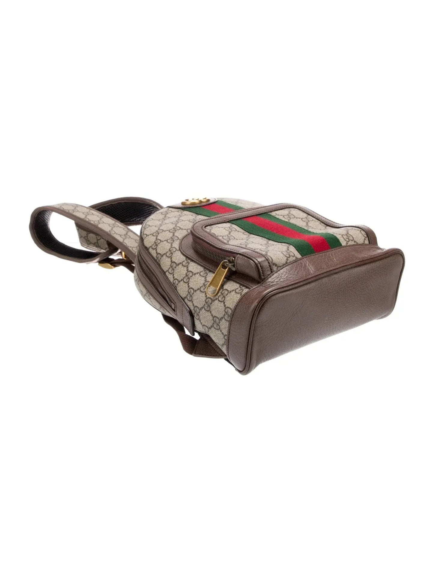 Gucci | GG Canvas Backpack with Web Stripe & Leather Trim Gucci
