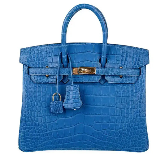 Hermès | Birkin 30 Bleu Mykonos Matte Niloticus Palladium Hardware, 2012 Hermes