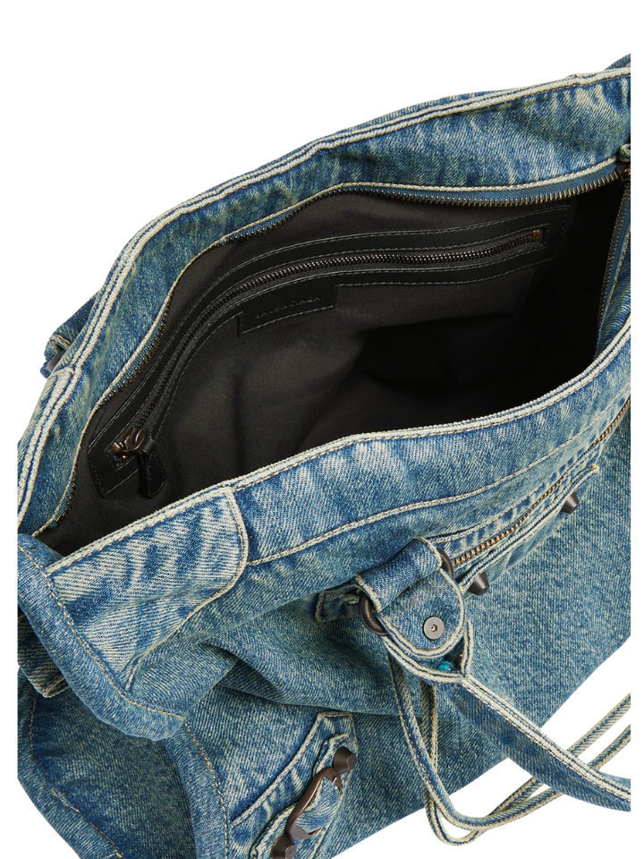 Balenciaga | Le City Medium Shoulder Bag | Washed Denim Indigo