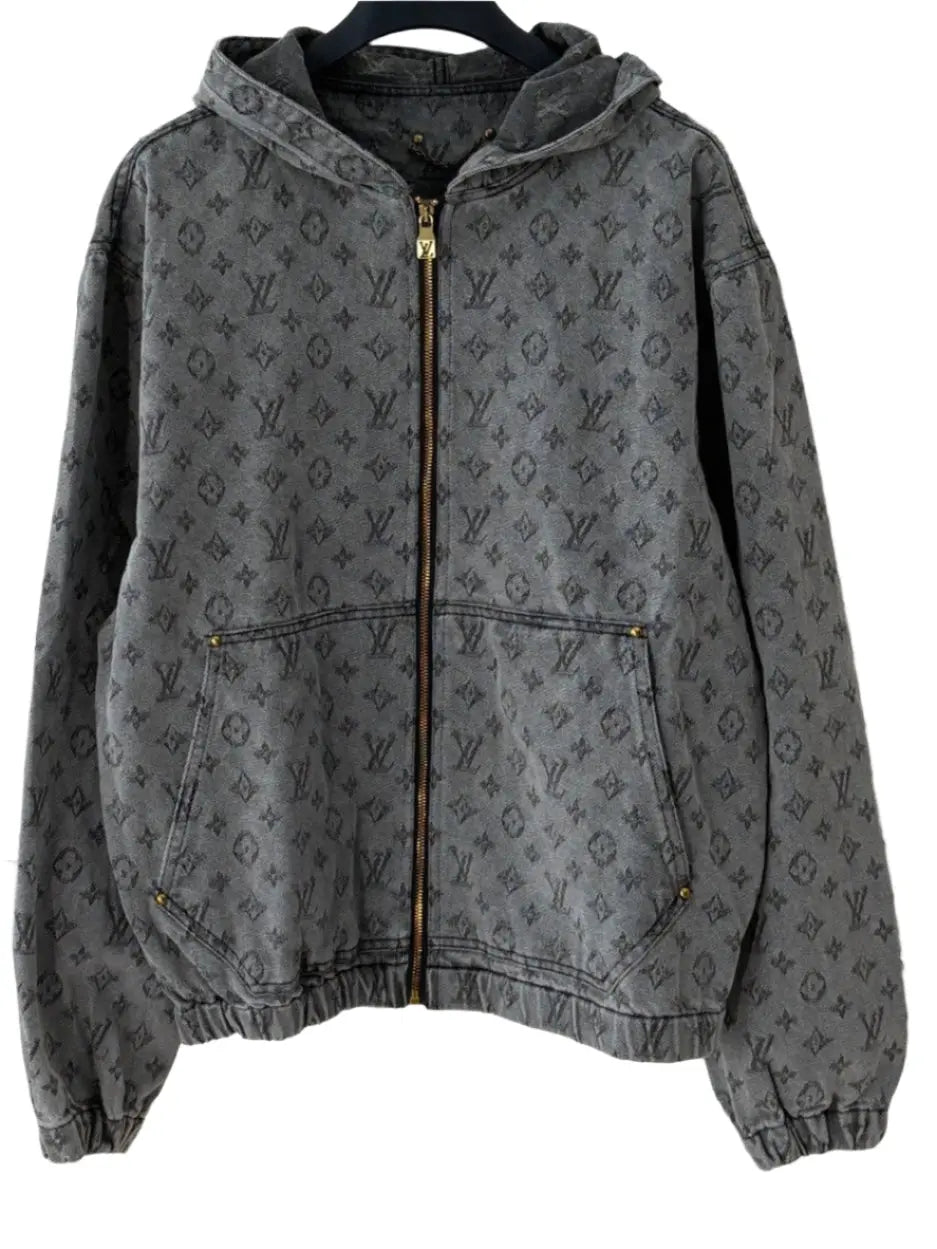 Louis Vuitton | Grey Washed Monogram Denim Hoodie Jacket Louis Vuitton