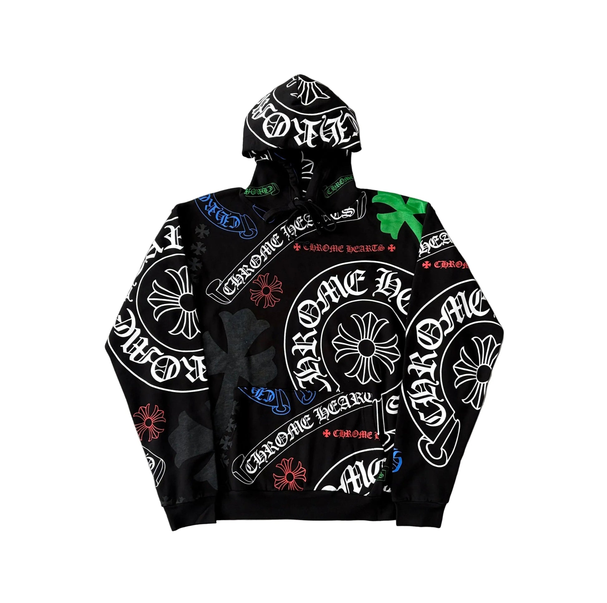 Chrome Hearts | Multi Logo Print Hoodie | Black | Rare Find Chrome Hearts