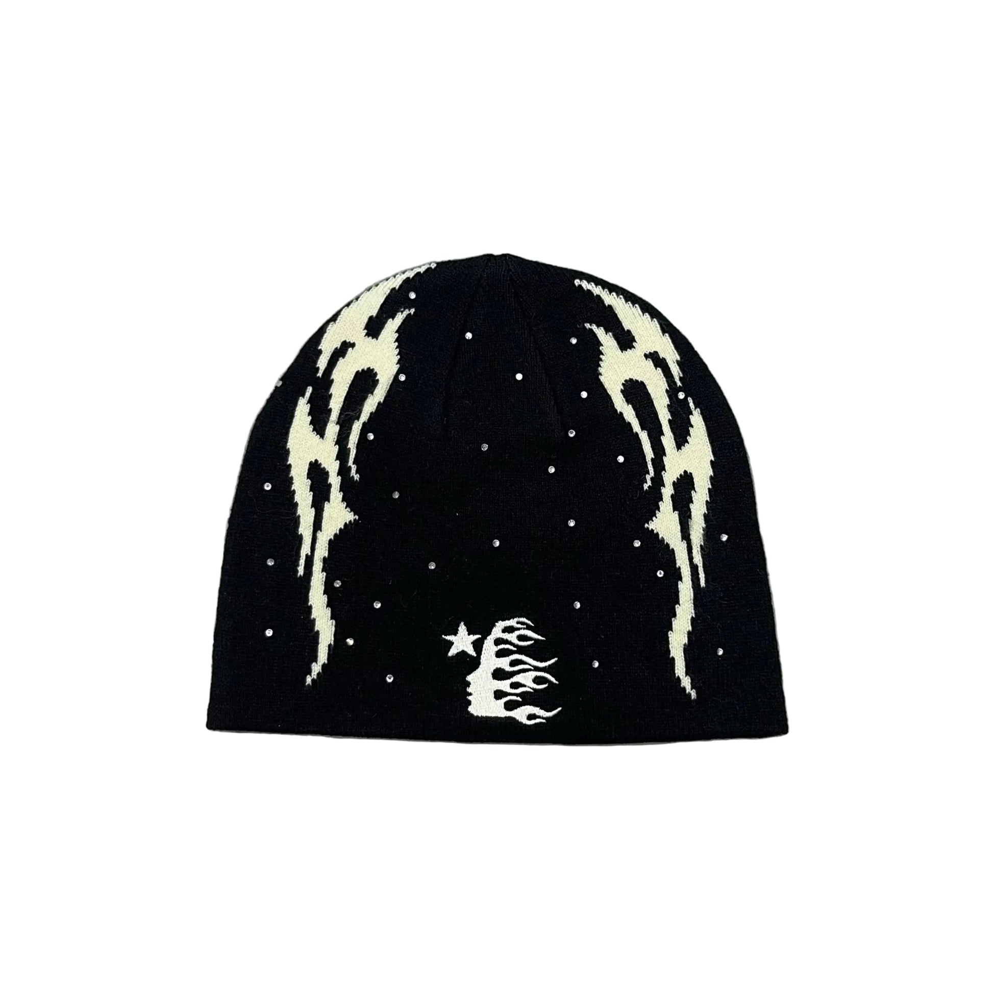 Hellstar Studios | Flame Head Logo Beanie | Black/White Hellstar