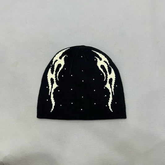 Hellstar Studios | Flame Head Logo Beanie | Black/White Hellstar