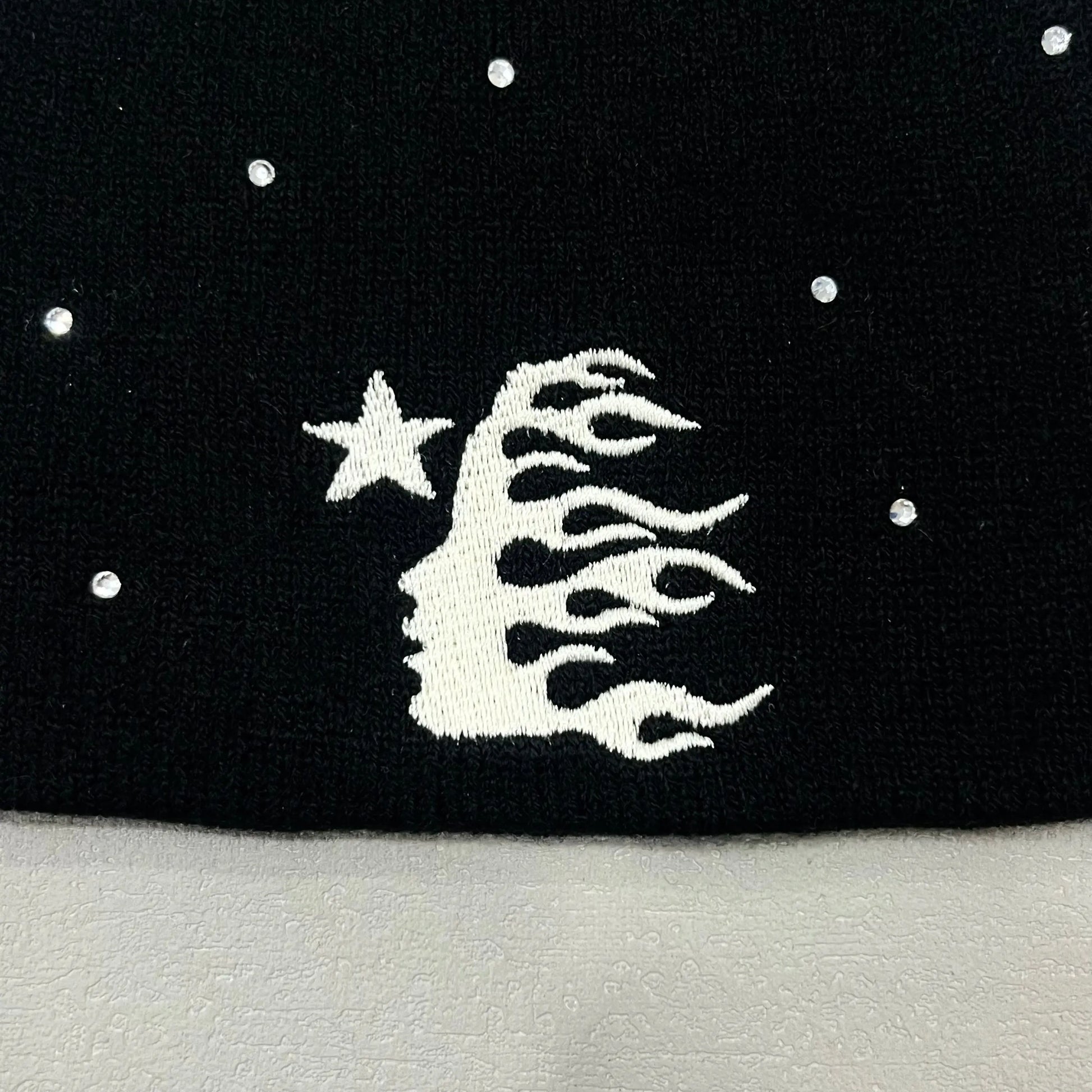 Hellstar Studios | Flame Head Logo Beanie | Black/White Hellstar