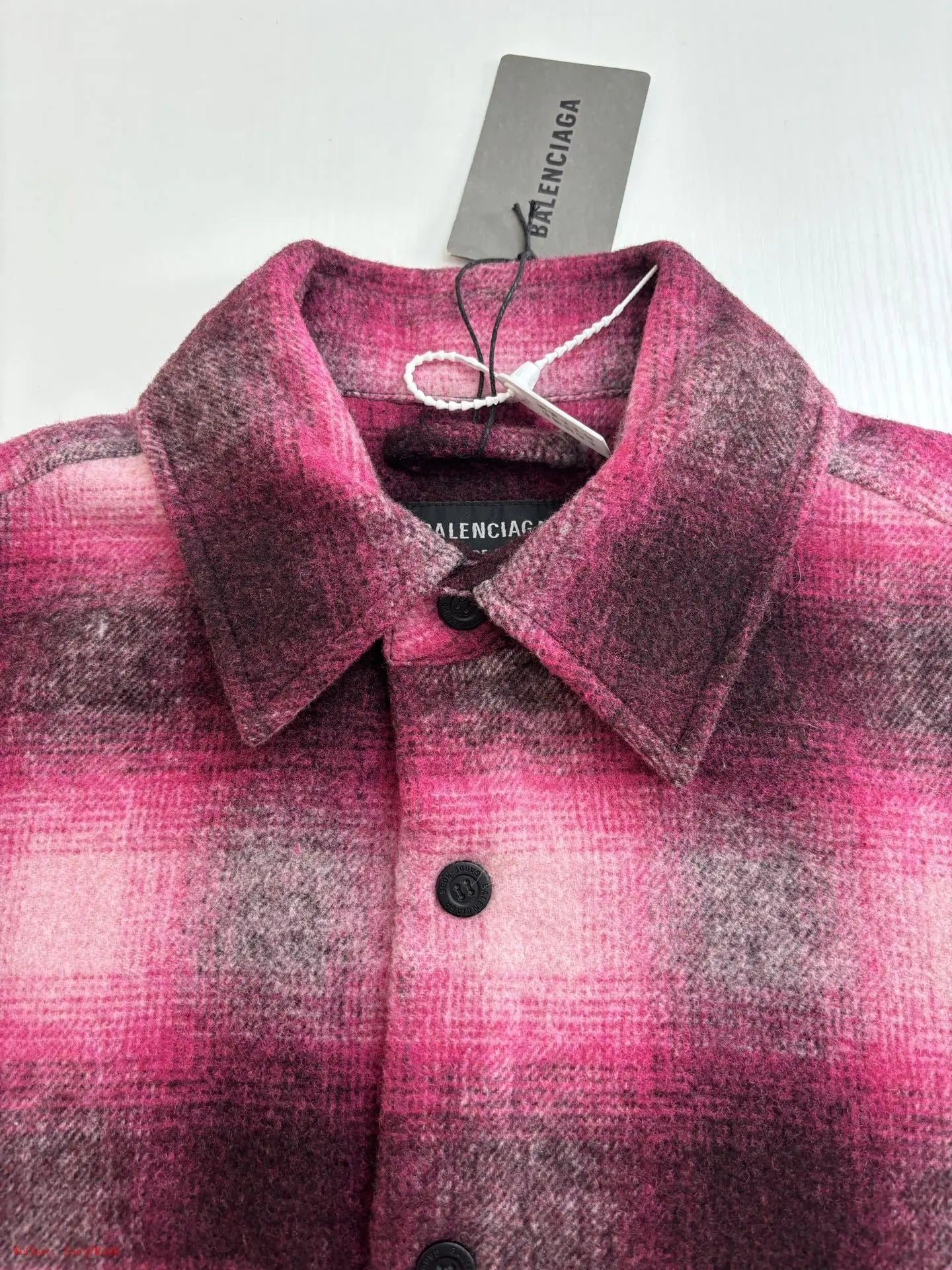 Balenciaga | Pink & Black Plaid Oversized Shirt Jacket Balenciaga