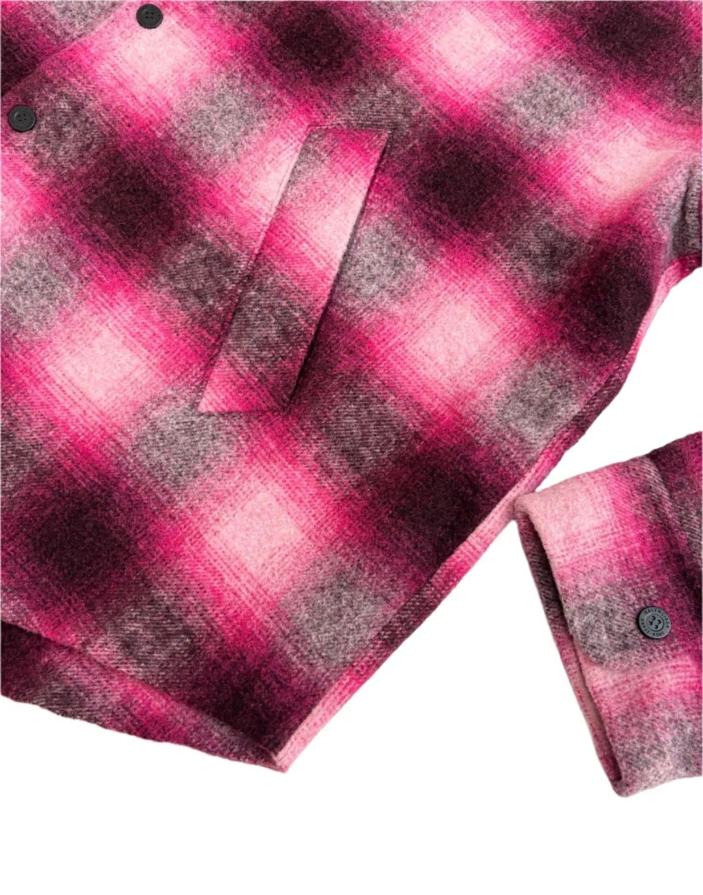 Balenciaga | Pink & Black Plaid Oversized Shirt Jacket Balenciaga