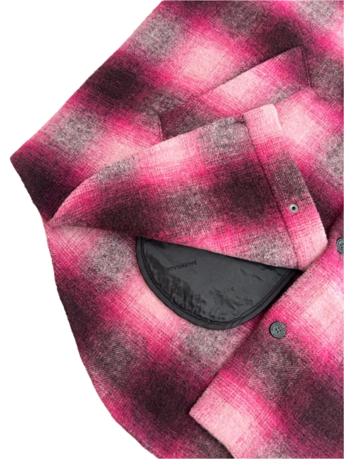 Balenciaga | Pink & Black Plaid Oversized Shirt Jacket Balenciaga