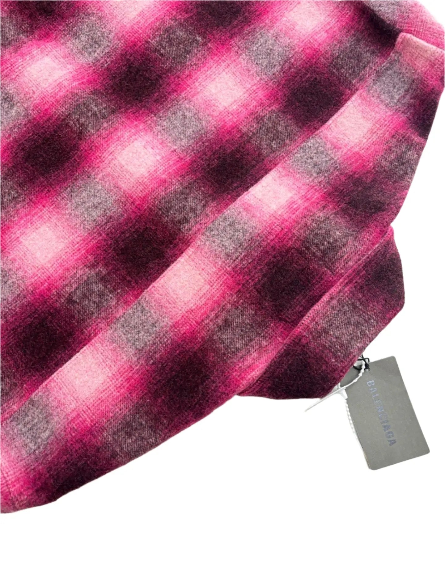 Balenciaga | Pink & Black Plaid Oversized Shirt Jacket Balenciaga