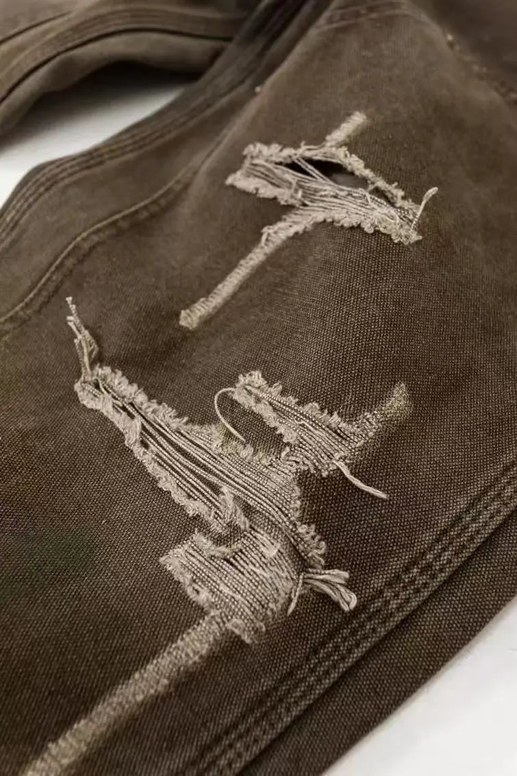 KAMIYA | Boro Duck Painter Pants | Grey Distressed Canvas KAMIYA