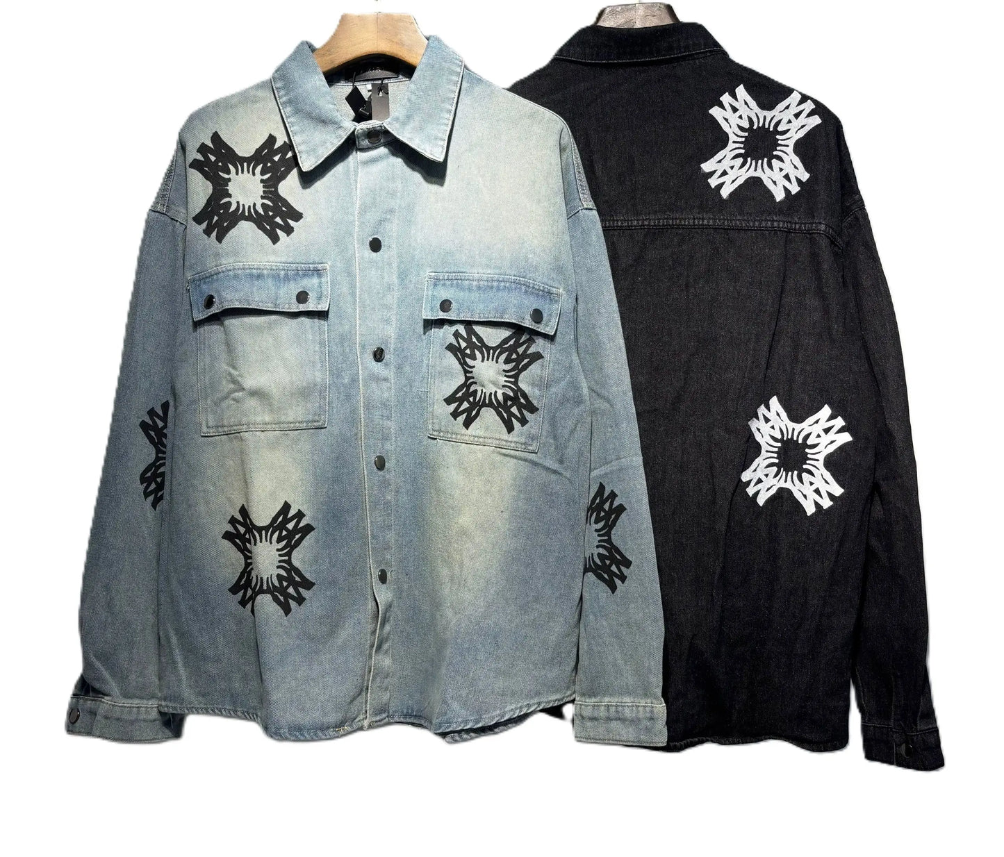 Amiri | Chemist Starburst Overshirt | Light & Aged Black Denim Amiri