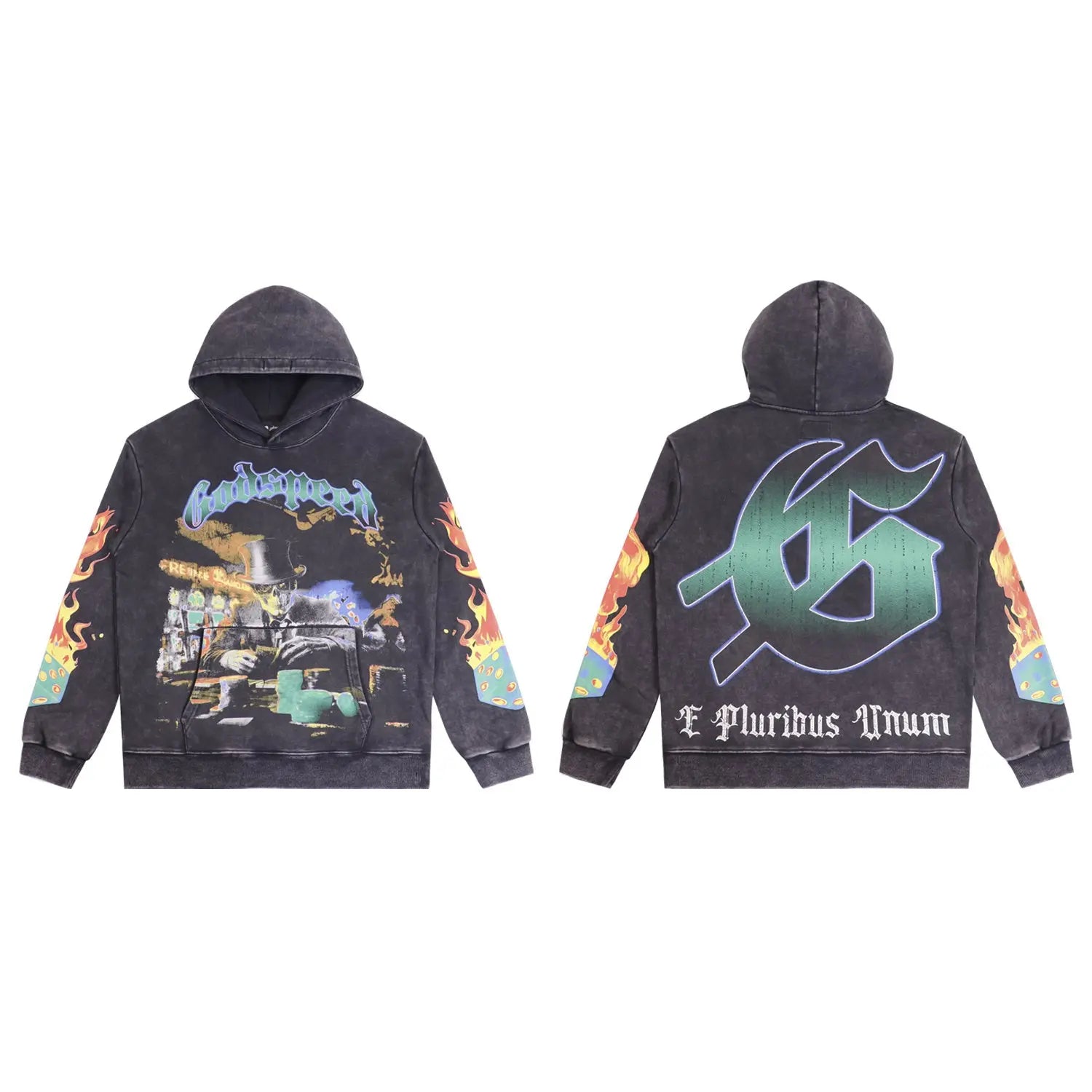 Godspeed | Casino Flames Hoodie | Black & Blue Godspeed
