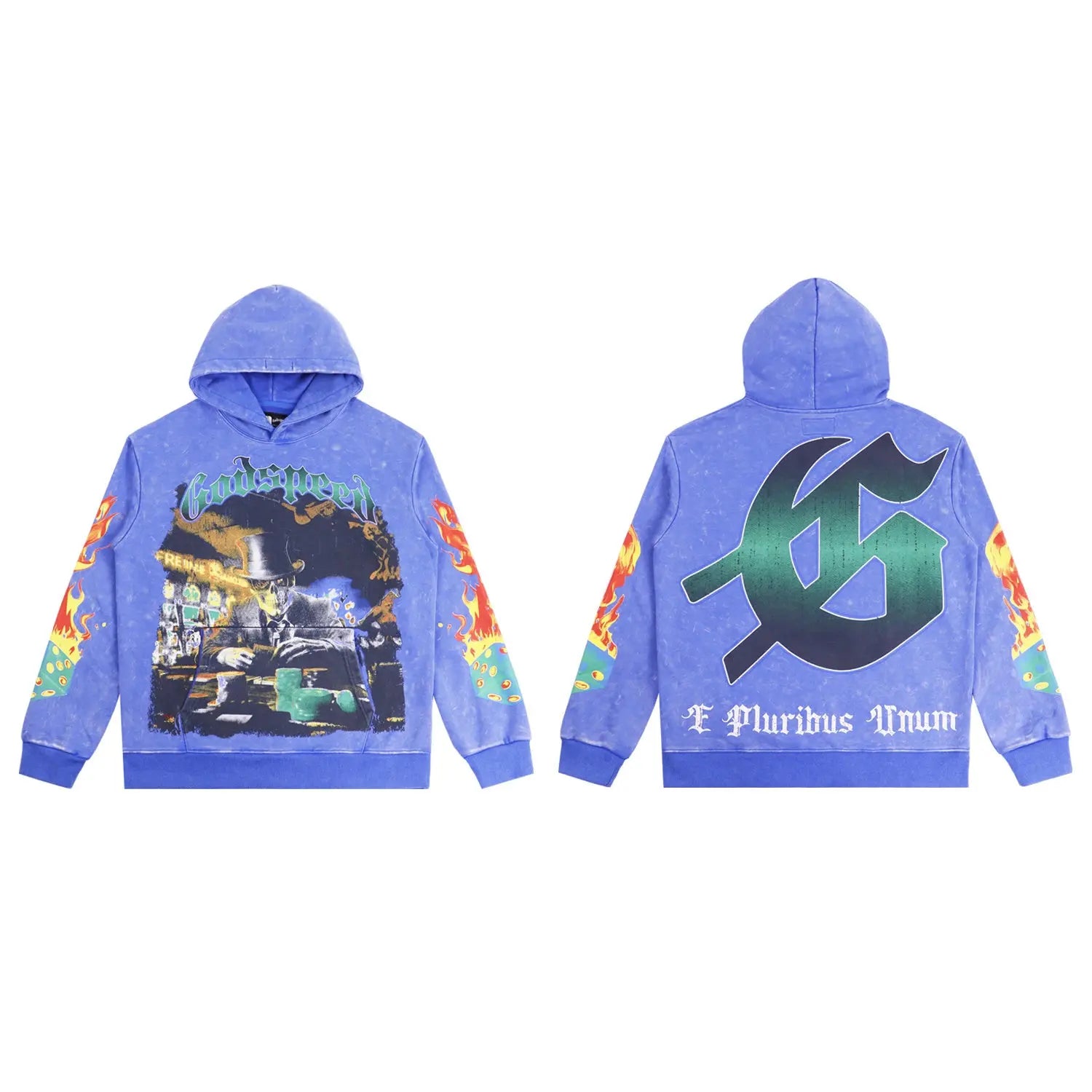 Godspeed | Casino Flames Hoodie | Black & Blue Godspeed