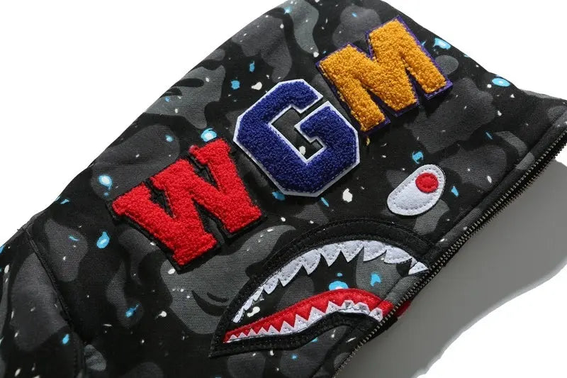 BAPE | Shark Full Zip Hoodie Black Camo | WGM & Tiger Patch UndergroundDesignerPlug