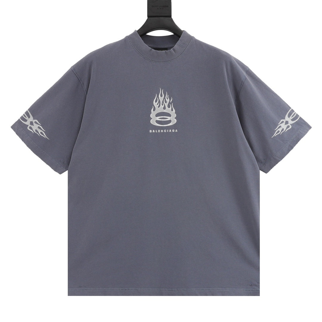 Balenciaga | Flame Logo Tee | Black, Grey & Yellow