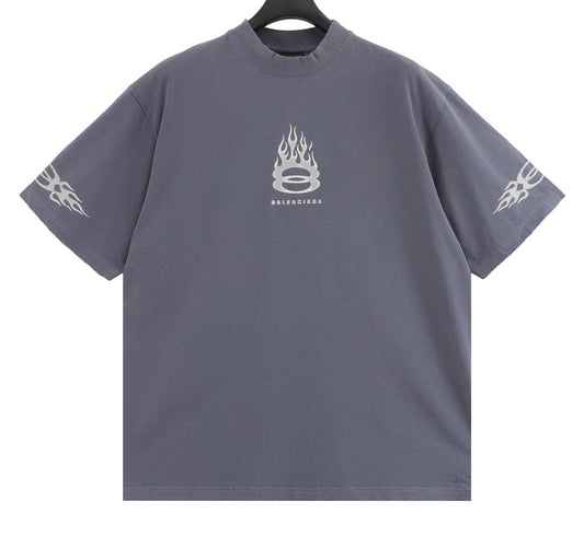 Balenciaga | Flame Logo Tee | Black, Grey & Yellow
