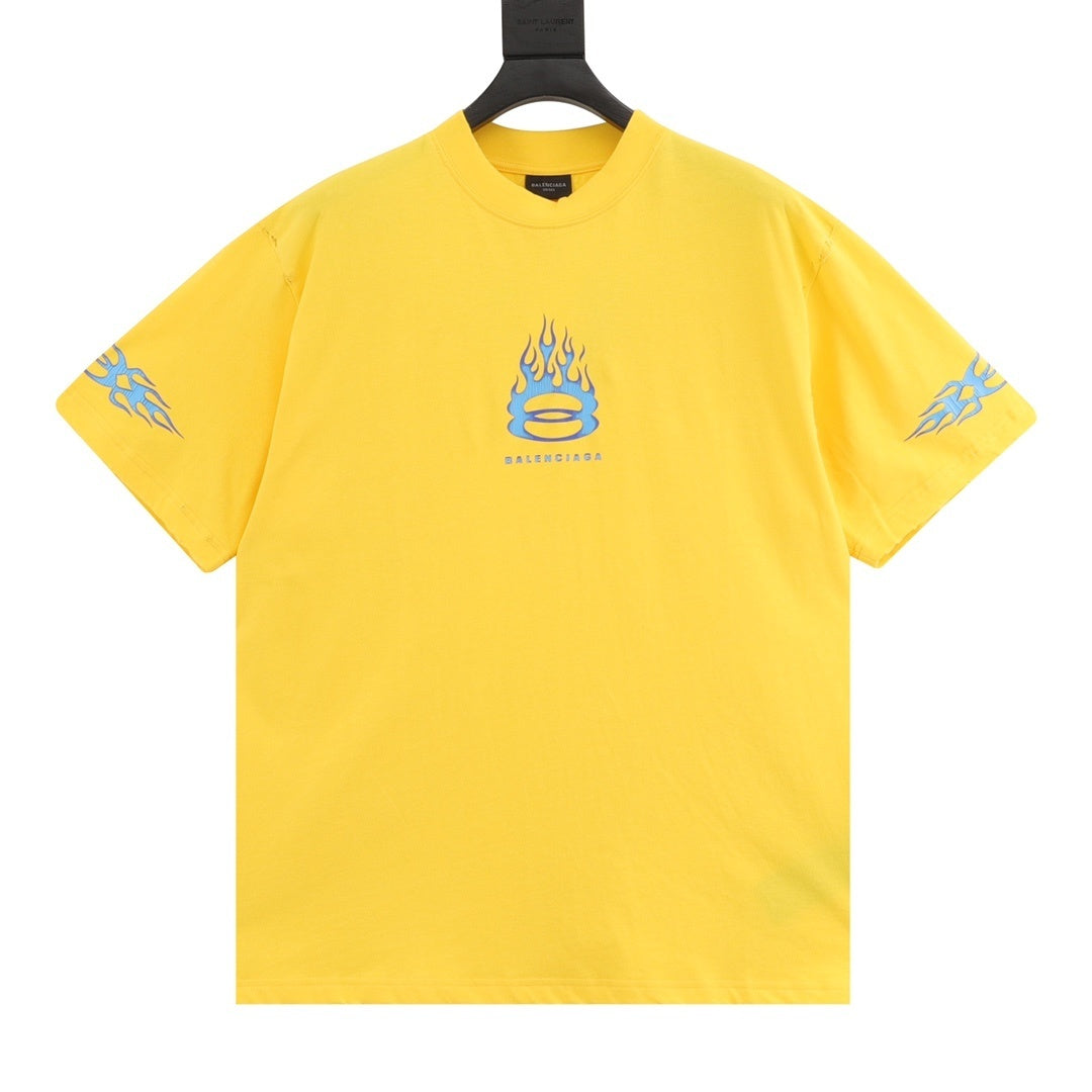 Balenciaga | Flame Logo Tee | Black, Grey & Yellow
