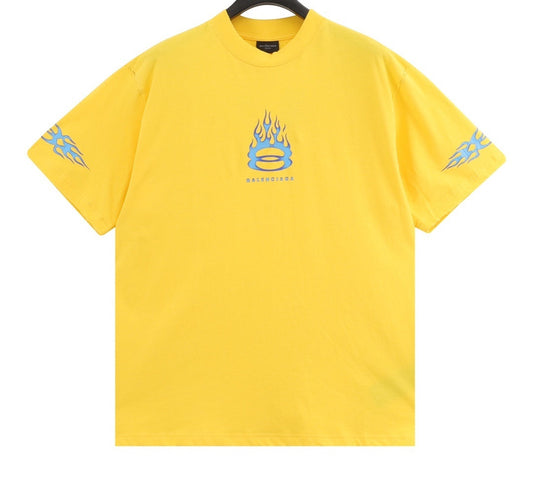 Balenciaga | Flame Logo Tee | Black, Grey & Yellow