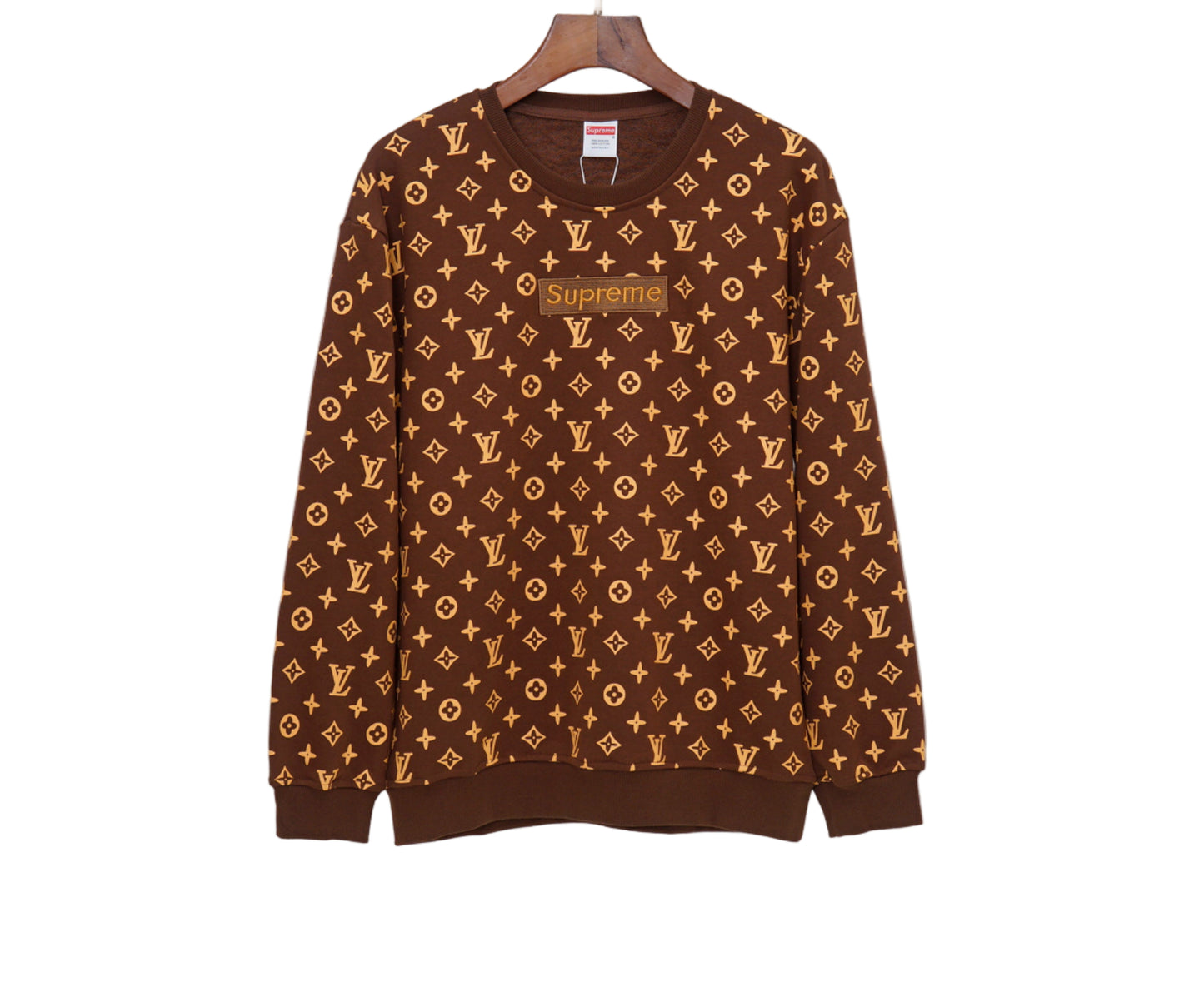 Supreme x Louis Vuitton | Monogram Crewneck Sweater | Red & Brown