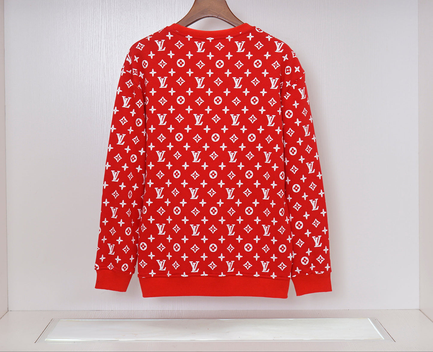 Supreme x Louis Vuitton | Monogram Crewneck Sweater | Red & Brown