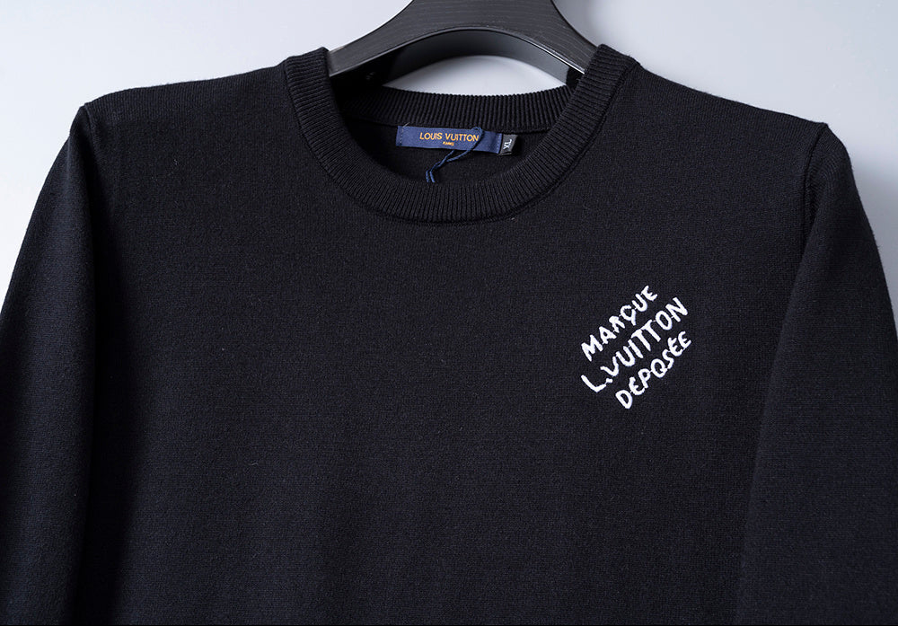 Louis Vuitton | Embroidered Knit Crewneck | Black, White & Blue