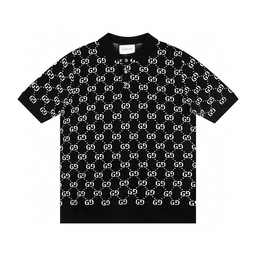 Gucci | Monogram Knit Polo | Ivory, Black & Contrast Trim Options