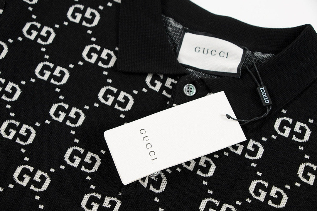 Gucci | Monogram Knit Polo | Ivory, Black & Contrast Trim Options