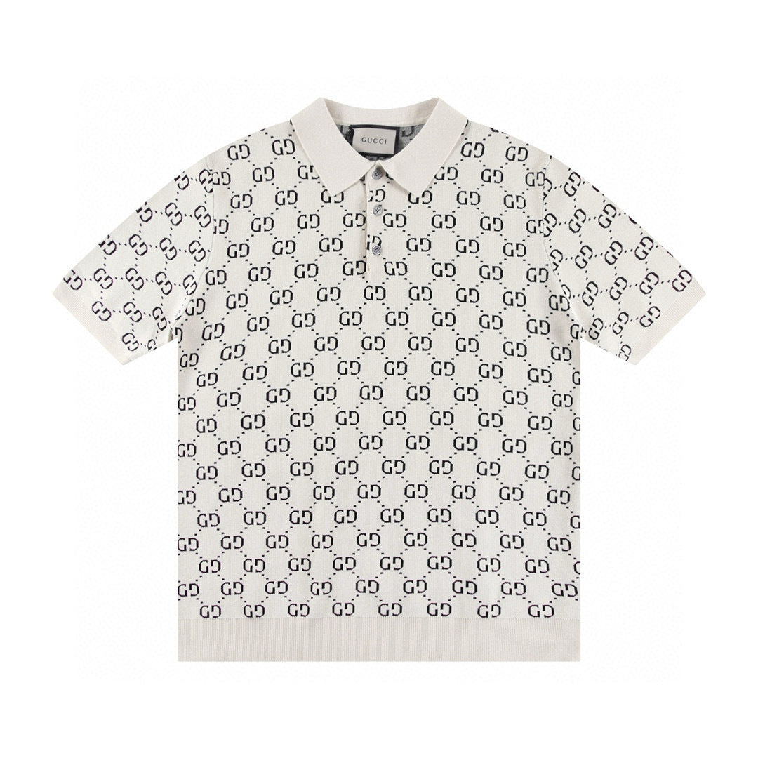 Gucci | Monogram Knit Polo | Ivory, Black & Contrast Trim Options