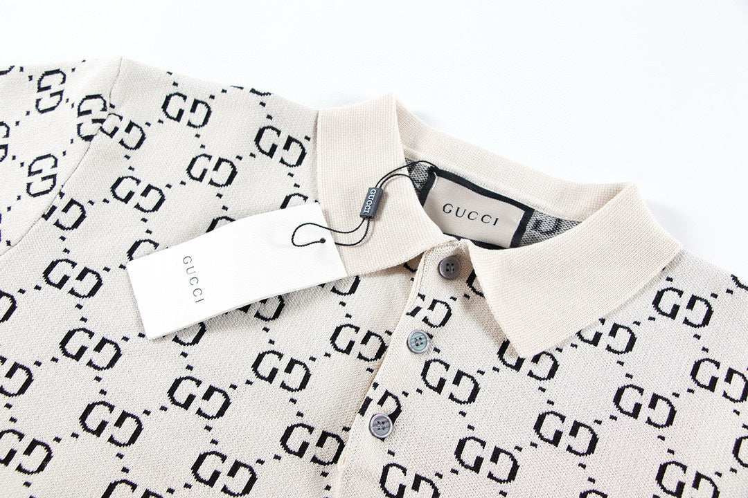 Gucci | Monogram Knit Polo | Ivory, Black & Contrast Trim Options