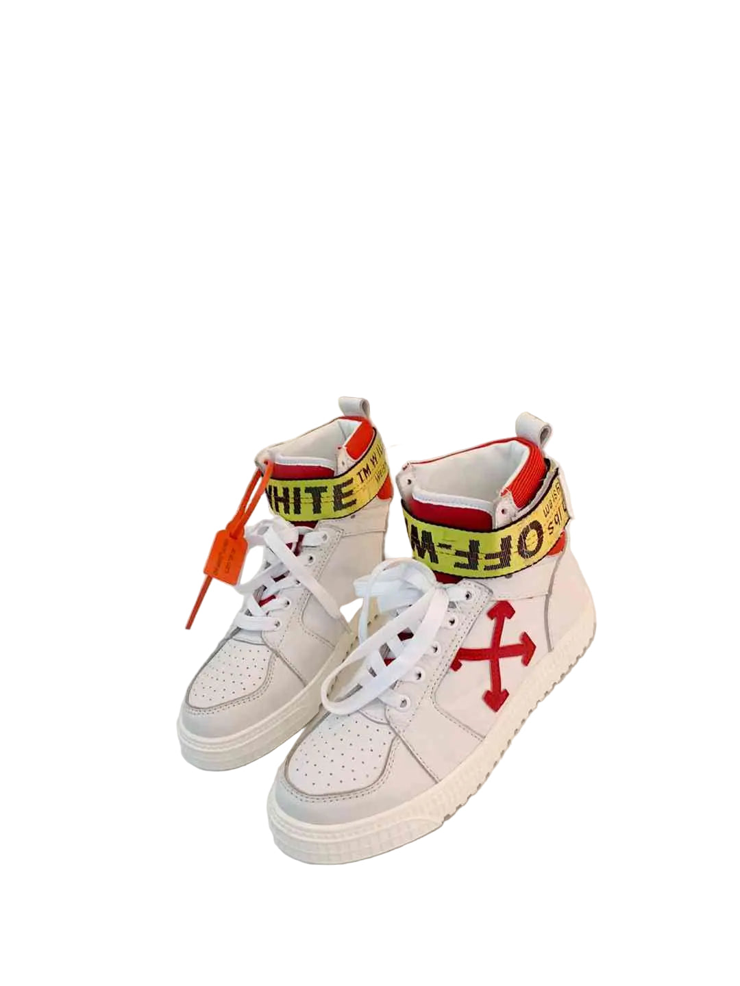 Off-White | Industrial Belt Strap High-Top Sneakers | White/Red or Black/Yellow Off-White