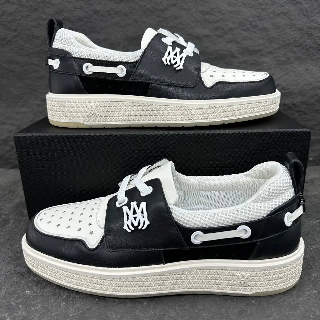 Amiri | Star Perforated Leather Boat Sneaker | White, Navy, or Black Amiri