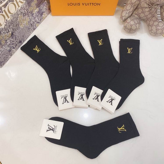 Louis Vuitton | Classic Black Logo Socks | 5-Pair Set