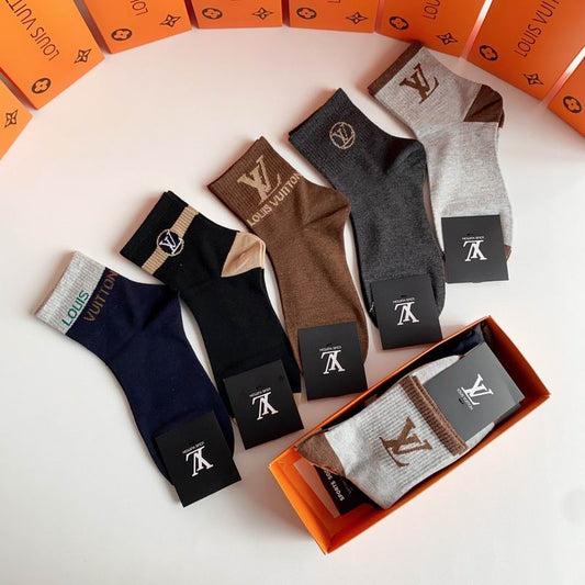Louis Vuitton | Tonal Logo Ankle Socks Set | Multi-Color