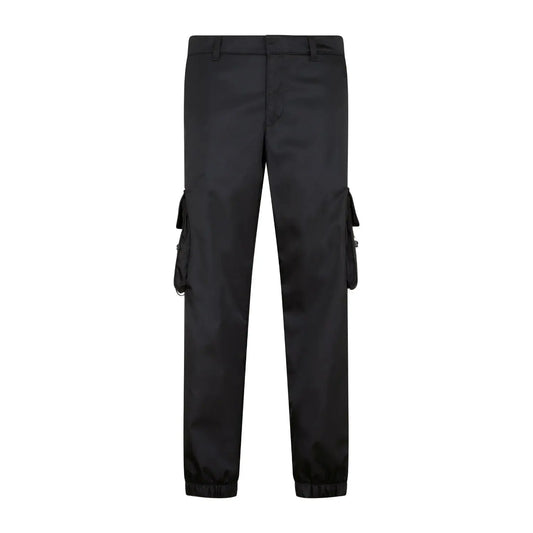 Prada | Re-Nylon Technical Cargo Pants | Black | Triangle Logo & Buckle Strap Detailing Prada