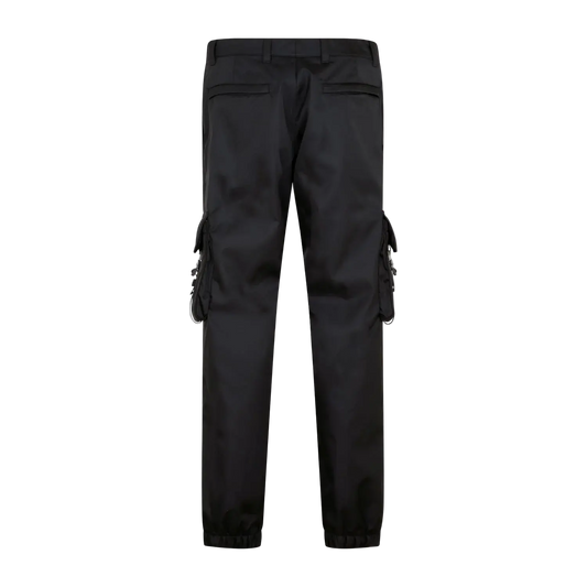 Prada | Re-Nylon Technical Cargo Pants | Black | Triangle Logo & Buckle Strap Detailing Prada