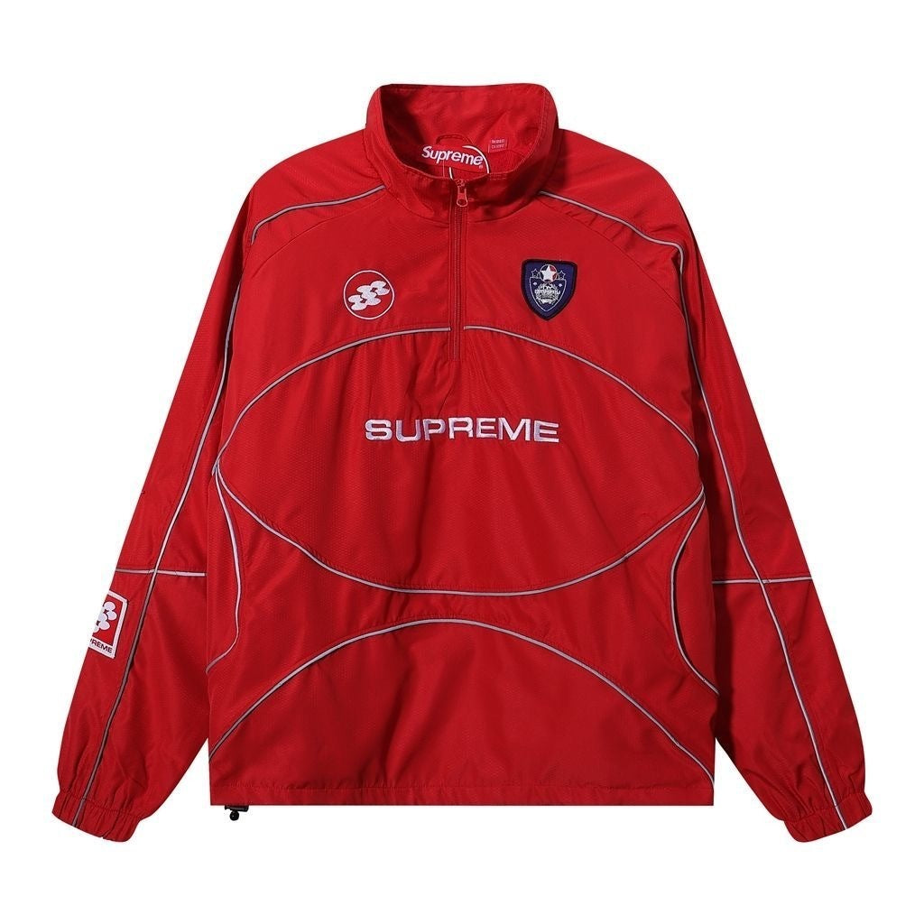 Red jacket with Supreme logo on a white background